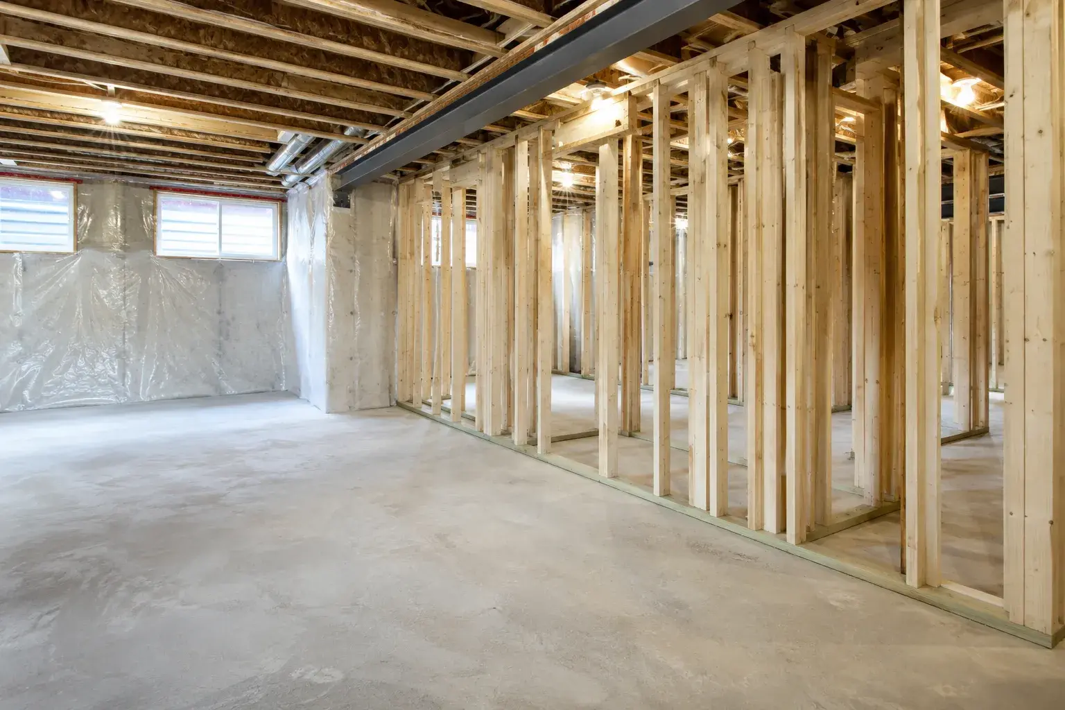Basement Framing, framed on site by Timberr Framing