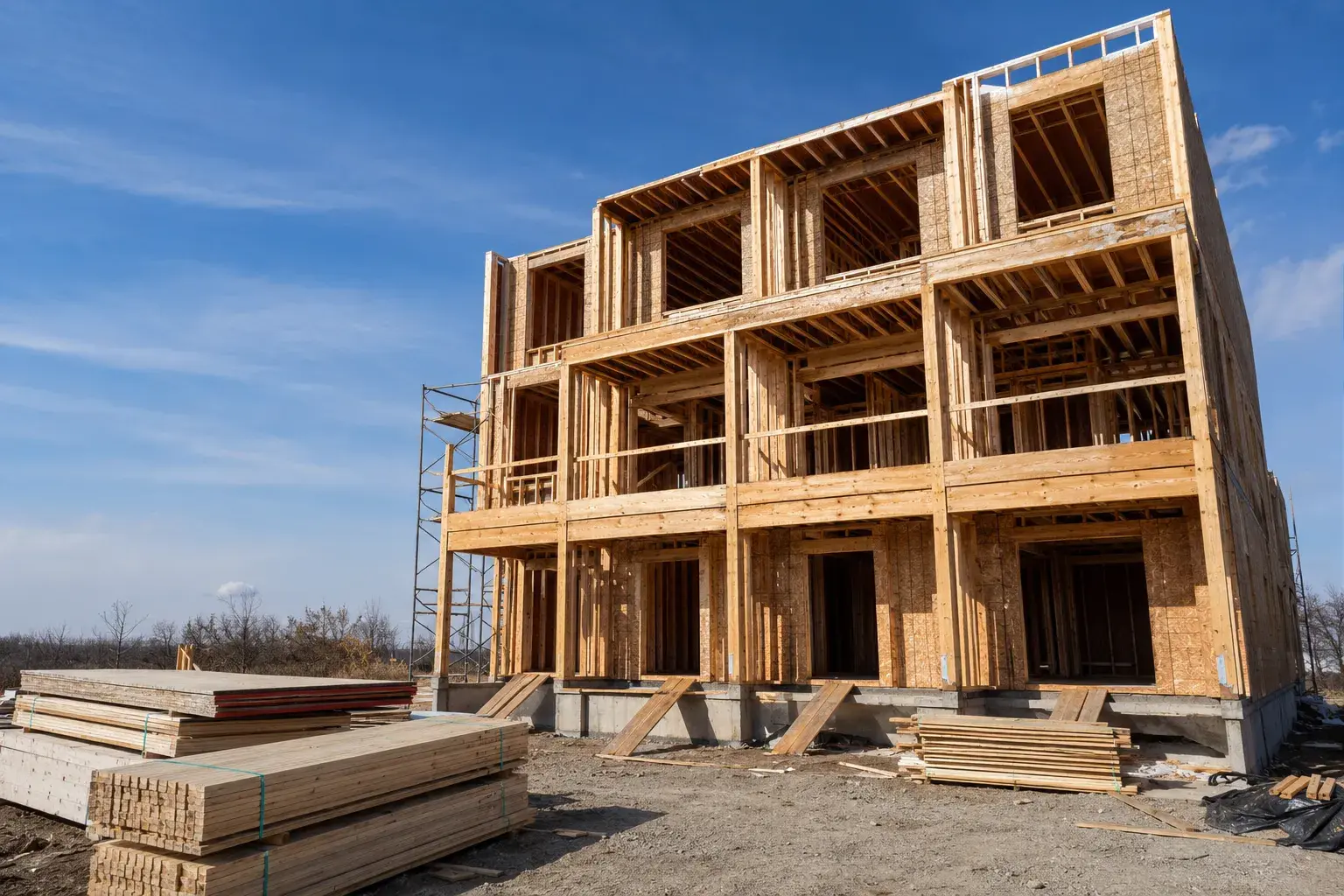 Fourplex Framing, framed on site by Timberr Framing