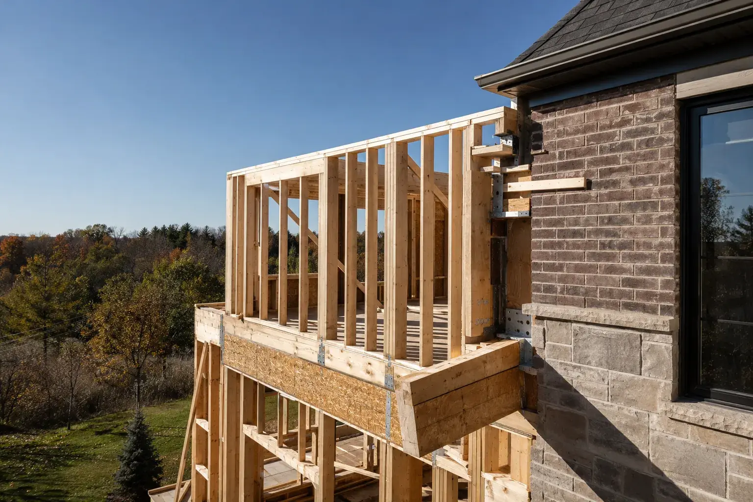 Completed GTA home addition framing reviewed by a Timberr Framing client