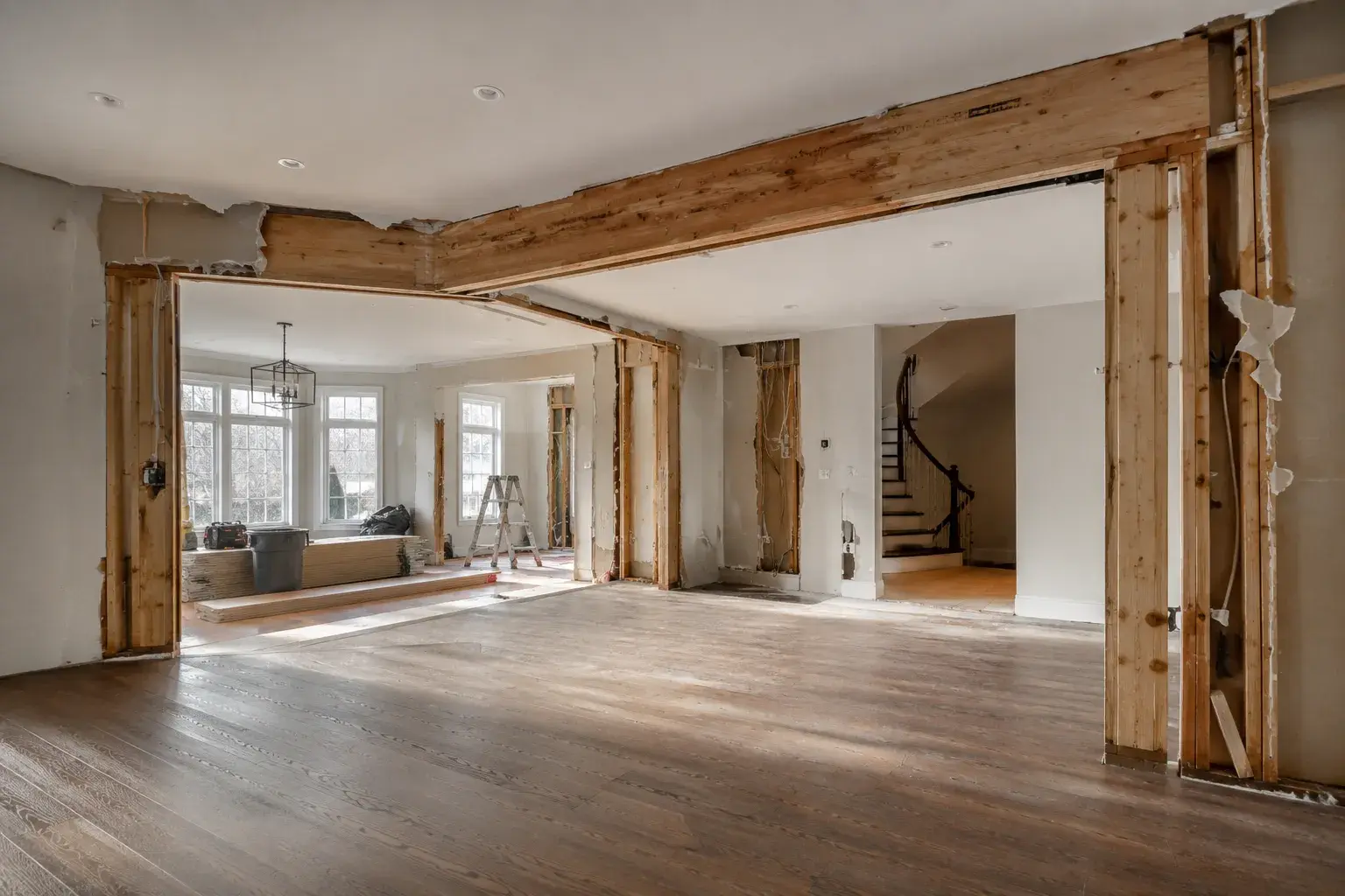 Load-Bearing Wall Removal, framed on site by Timberr Framing