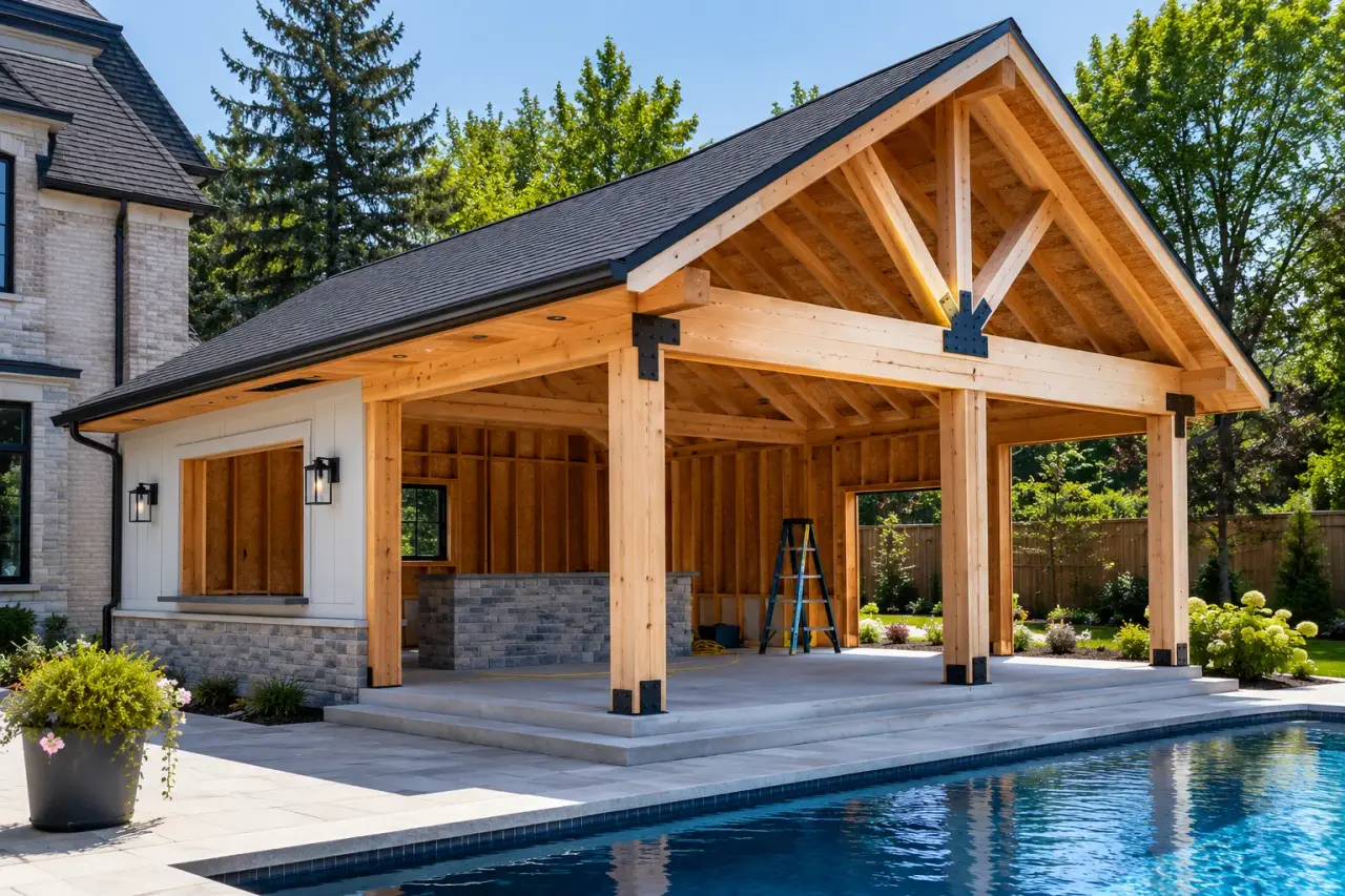 Pool House Framing by Timberr Framing