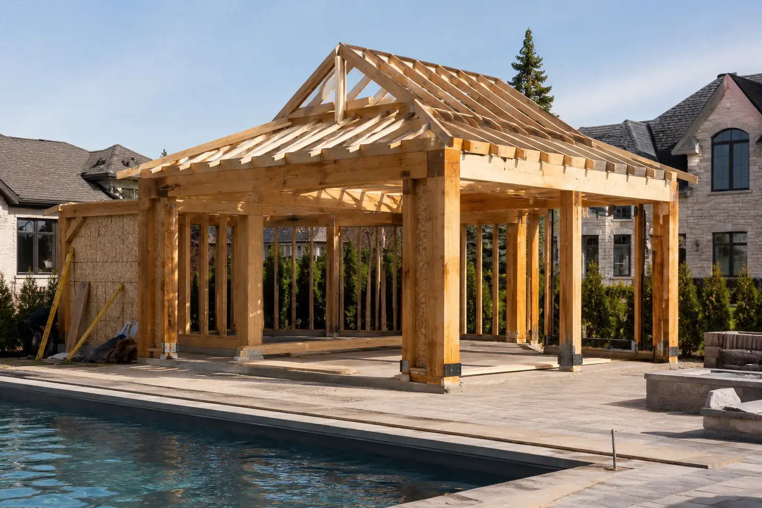 Pool House Framing, framed on site by Timberr Framing