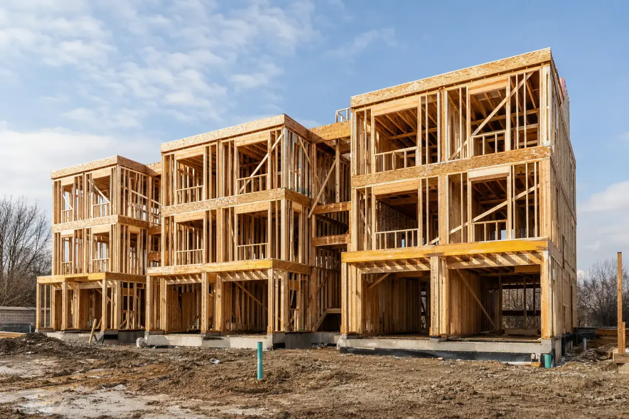 Stacked Townhouse Framing by Timberr Framing